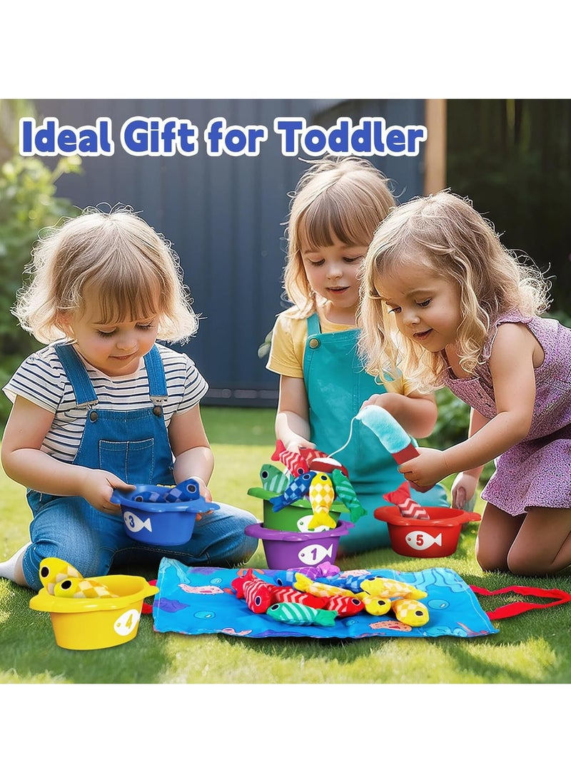 Fishing Game Baby Toy from 2 Years, Montessori Toy for Toddlers 2+, Educational Fishing Game for Motor Skills, Number Counting & Color Sorting Toys, Stacking Cups & Shape Learning Toys, Safe Washable Materials for Early Brain Development, Pre-school Educational Toy for Kids, Baby Gyms & Playmats with Storage Bags