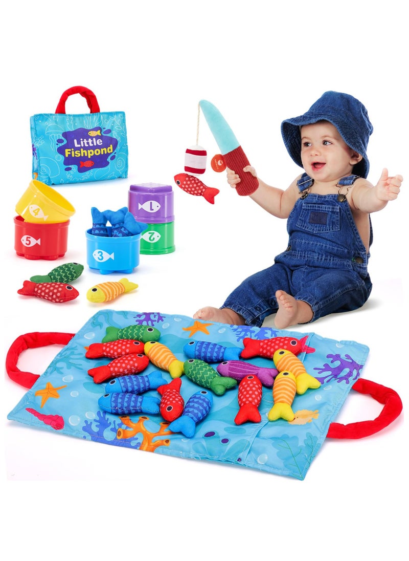 Fishing Game Baby Toy from 2 Years, Montessori Toy for Toddlers 2+, Educational Fishing Game for Motor Skills, Number Counting & Color Sorting Toys, Stacking Cups & Shape Learning Toys, Safe Washable Materials for Early Brain Development, Pre-school Educational Toy for Kids, Baby Gyms & Playmats with Storage Bags