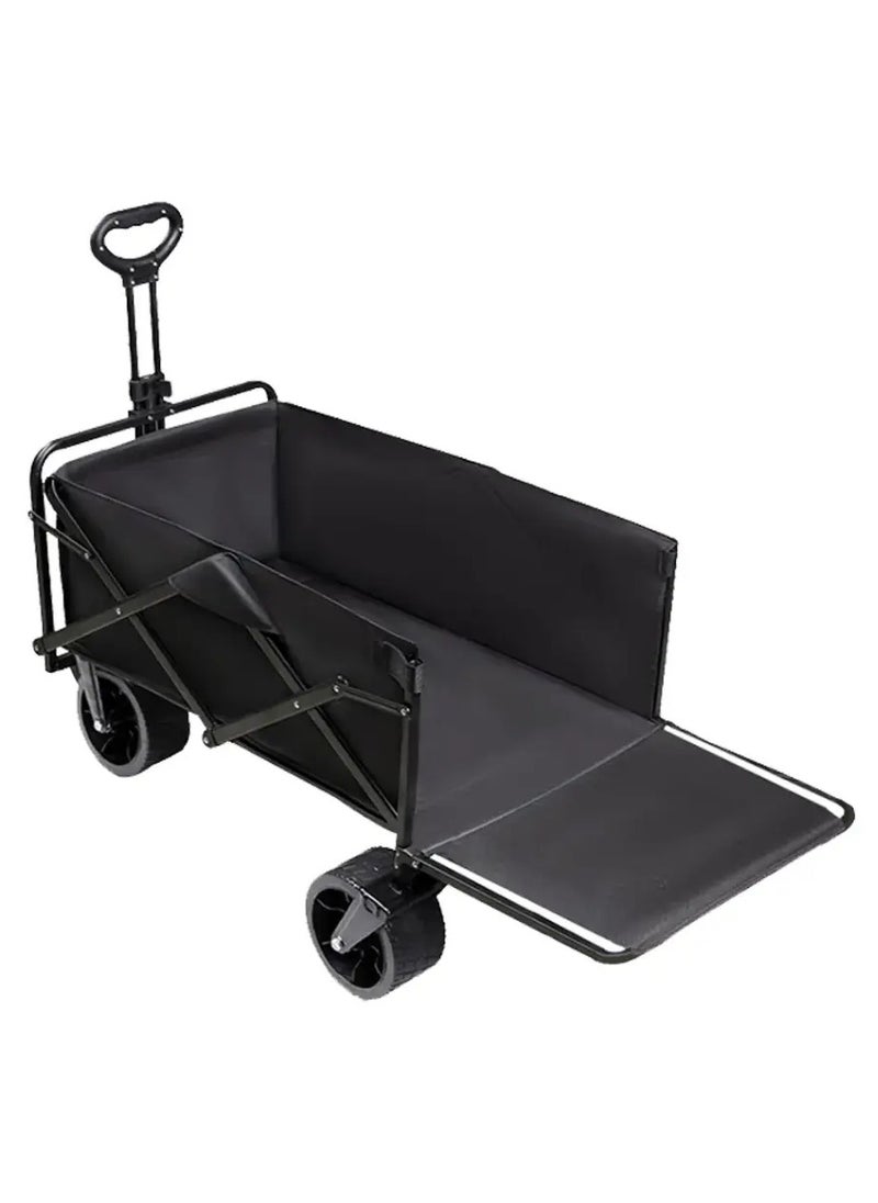 Foldable Wagon Cart 250 / Wear Resistant /Camping Friendly / Foldable Design / All-Terrain Wheels / Adjustable Handlebar / 250kg Load / Durable Steel Pipe Wagon - Black