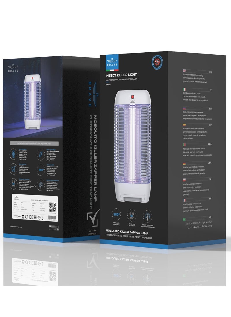 Powerful Electric Insect Killer Bug Zapper 10W Mosquito Lamp & Fly Trap with Interchangeable UV Tube, Effective for Mosquitoes, Moths, Flies & Flying Insects, Perfect for Bedroom, Kitchen, Patio, Balcony, Restaurant, School, and More - Reliable Mosquito Killer & Insect Control for Indoor and Outdoor Use, Durable Design (White)