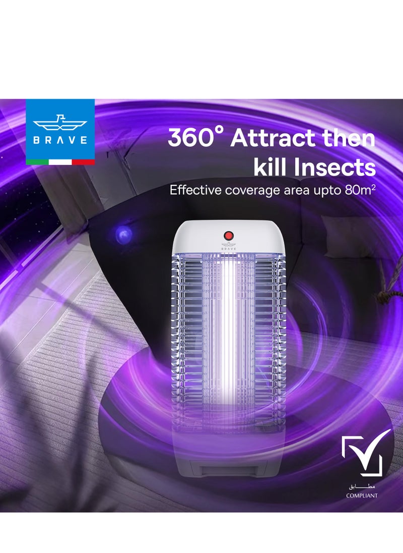 Powerful Electric Insect Killer Bug Zapper 10W Mosquito Lamp & Fly Trap with Interchangeable UV Tube, Effective for Mosquitoes, Moths, Flies & Flying Insects, Perfect for Bedroom, Kitchen, Patio, Balcony, Restaurant, School, and More - Reliable Mosquito Killer & Insect Control for Indoor and Outdoor Use, Durable Design (White)