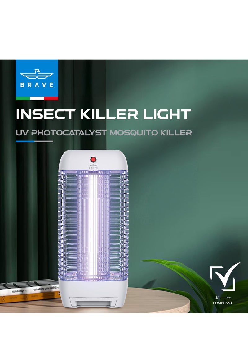 Powerful Electric Insect Killer Bug Zapper 10W Mosquito Lamp & Fly Trap with Interchangeable UV Tube, Effective for Mosquitoes, Moths, Flies & Flying Insects, Perfect for Bedroom, Kitchen, Patio, Balcony, Restaurant, School, and More - Reliable Mosquito Killer & Insect Control for Indoor and Outdoor Use, Durable Design (White)