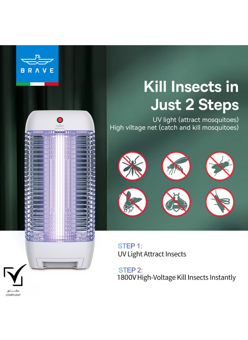 Powerful Electric Insect Killer Bug Zapper 10W Mosquito Lamp & Fly Trap with Interchangeable UV Tube, Effective for Mosquitoes, Moths, Flies & Flying Insects, Perfect for Bedroom, Kitchen, Patio, Balcony, Restaurant, School, and More - Reliable Mosquito Killer & Insect Control for Indoor and Outdoor Use, Durable Design (White)