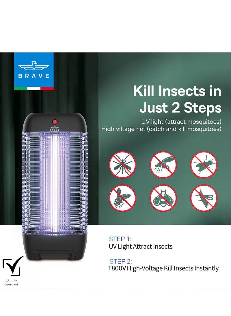 Powerful Electric Insect Killer Bug Zapper 10W Mosquito Lamp & Fly Trap with Interchangeable UV Tube, Effective for Mosquitoes, Moths, Flies & Flying Insects, Perfect for Bedroom, Kitchen, Patio, Balcony, Restaurant, School, and More - Reliable Mosquito Killer & Insect Control for Indoor and Outdoor Use, Durable Design (Black)