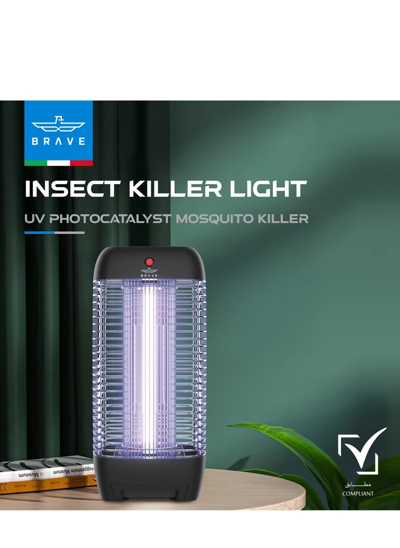 Powerful Electric Insect Killer Bug Zapper 10W Mosquito Lamp & Fly Trap with Interchangeable UV Tube, Effective for Mosquitoes, Moths, Flies & Flying Insects, Perfect for Bedroom, Kitchen, Patio, Balcony, Restaurant, School, and More - Reliable Mosquito Killer & Insect Control for Indoor and Outdoor Use, Durable Design (Black)