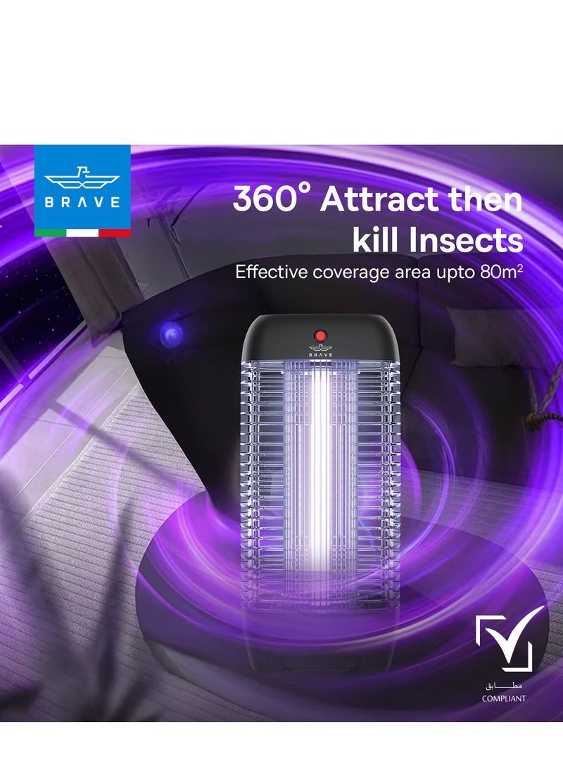Powerful Electric Insect Killer Bug Zapper 10W Mosquito Lamp & Fly Trap with Interchangeable UV Tube, Effective for Mosquitoes, Moths, Flies & Flying Insects, Perfect for Bedroom, Kitchen, Patio, Balcony, Restaurant, School, and More - Reliable Mosquito Killer & Insect Control for Indoor and Outdoor Use, Durable Design (Black)