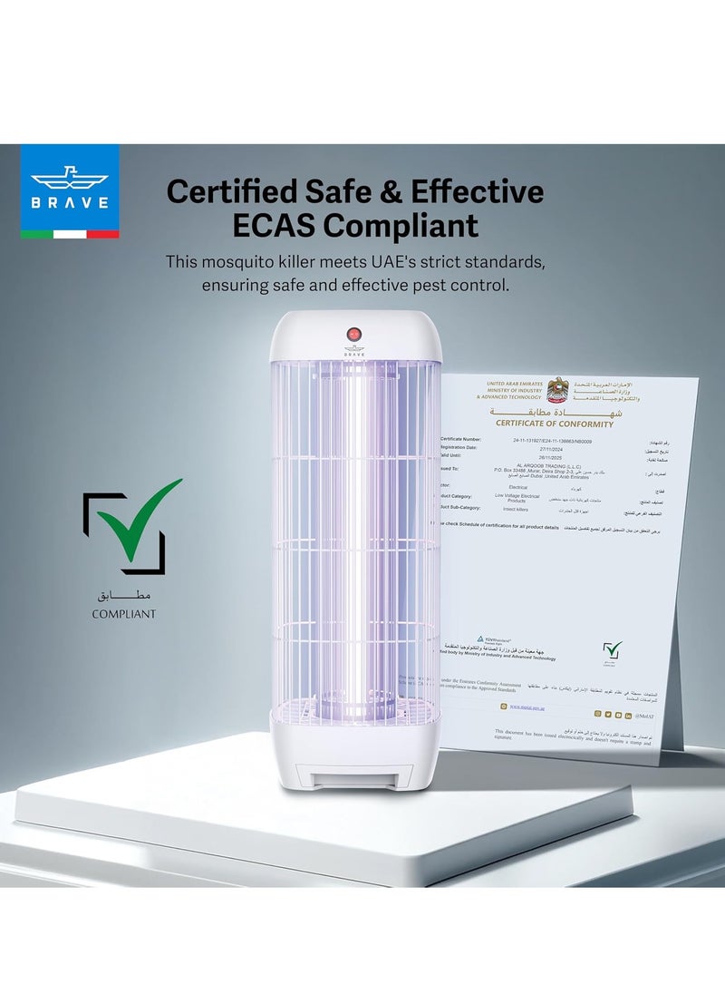 High Power Electric Mosquito Killer, 15W UV Lamp, Indoor & Outdoor Insect Trap, Effective Killer of Mosquitoes, Flies, Moths and Flying Insects for Rooms, Kitchen, Patio, Balcony, Restaurants, Schools and More - Quiet, Safe and Highly Efficient Mosquito Control Device, Perfect for Home, Office and Commercial Use with Durable and Reliable Design for All Day Protection (White)