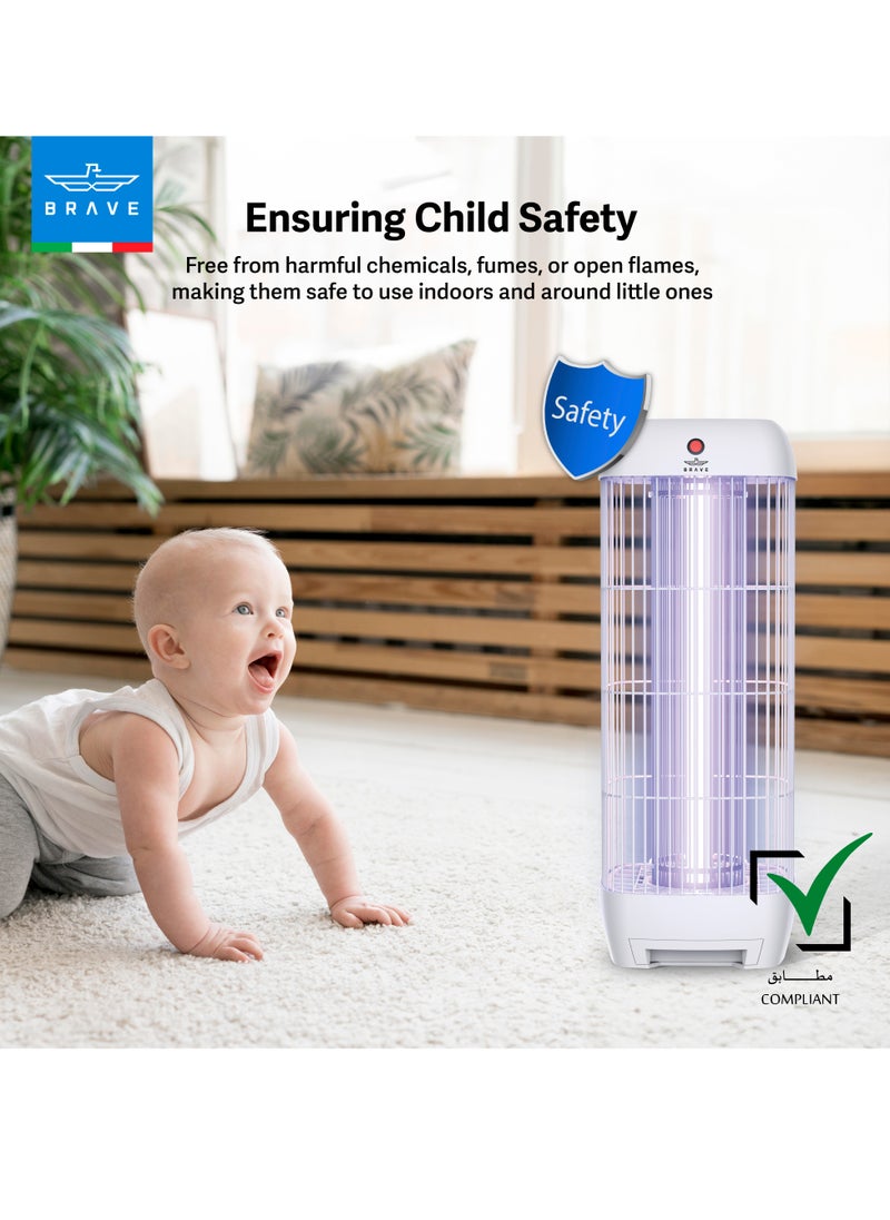 High Power Electric Mosquito Killer, 15W UV Lamp, Indoor & Outdoor Insect Trap, Effective Killer of Mosquitoes, Flies, Moths and Flying Insects for Rooms, Kitchen, Patio, Balcony, Restaurants, Schools and More - Quiet, Safe and Highly Efficient Mosquito Control Device, Perfect for Home, Office and Commercial Use with Durable and Reliable Design for All Day Protection (White)