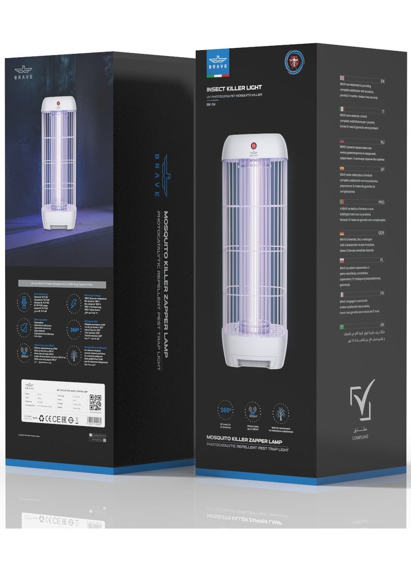 High Power Electric Mosquito Killer, 15W UV Lamp, Indoor & Outdoor Insect Trap, Effective Killer of Mosquitoes, Flies, Moths and Flying Insects for Rooms, Kitchen, Patio, Balcony, Restaurants, Schools and More - Quiet, Safe and Highly Efficient Mosquito Control Device, Perfect for Home, Office and Commercial Use with Durable and Reliable Design for All Day Protection (White)