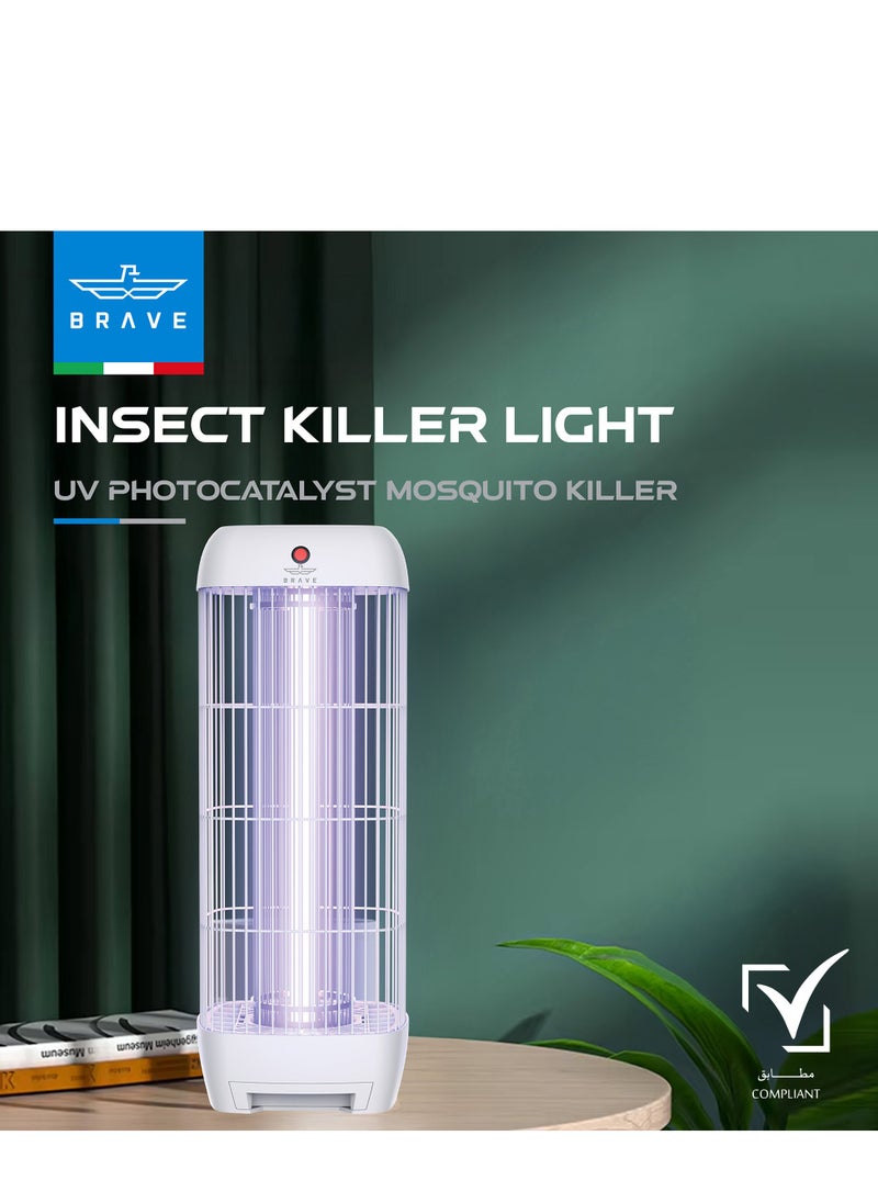 High Power Electric Mosquito Killer, 15W UV Lamp, Indoor & Outdoor Insect Trap, Effective Killer of Mosquitoes, Flies, Moths and Flying Insects for Rooms, Kitchen, Patio, Balcony, Restaurants, Schools and More - Quiet, Safe and Highly Efficient Mosquito Control Device, Perfect for Home, Office and Commercial Use with Durable and Reliable Design for All Day Protection (White)