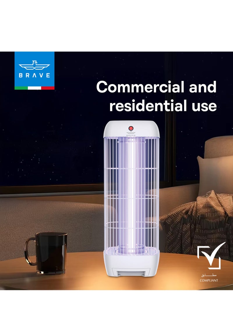 High Power Electric Mosquito Killer, 15W UV Lamp, Indoor & Outdoor Insect Trap, Effective Killer of Mosquitoes, Flies, Moths and Flying Insects for Rooms, Kitchen, Patio, Balcony, Restaurants, Schools and More - Quiet, Safe and Highly Efficient Mosquito Control Device, Perfect for Home, Office and Commercial Use with Durable and Reliable Design for All Day Protection (White)