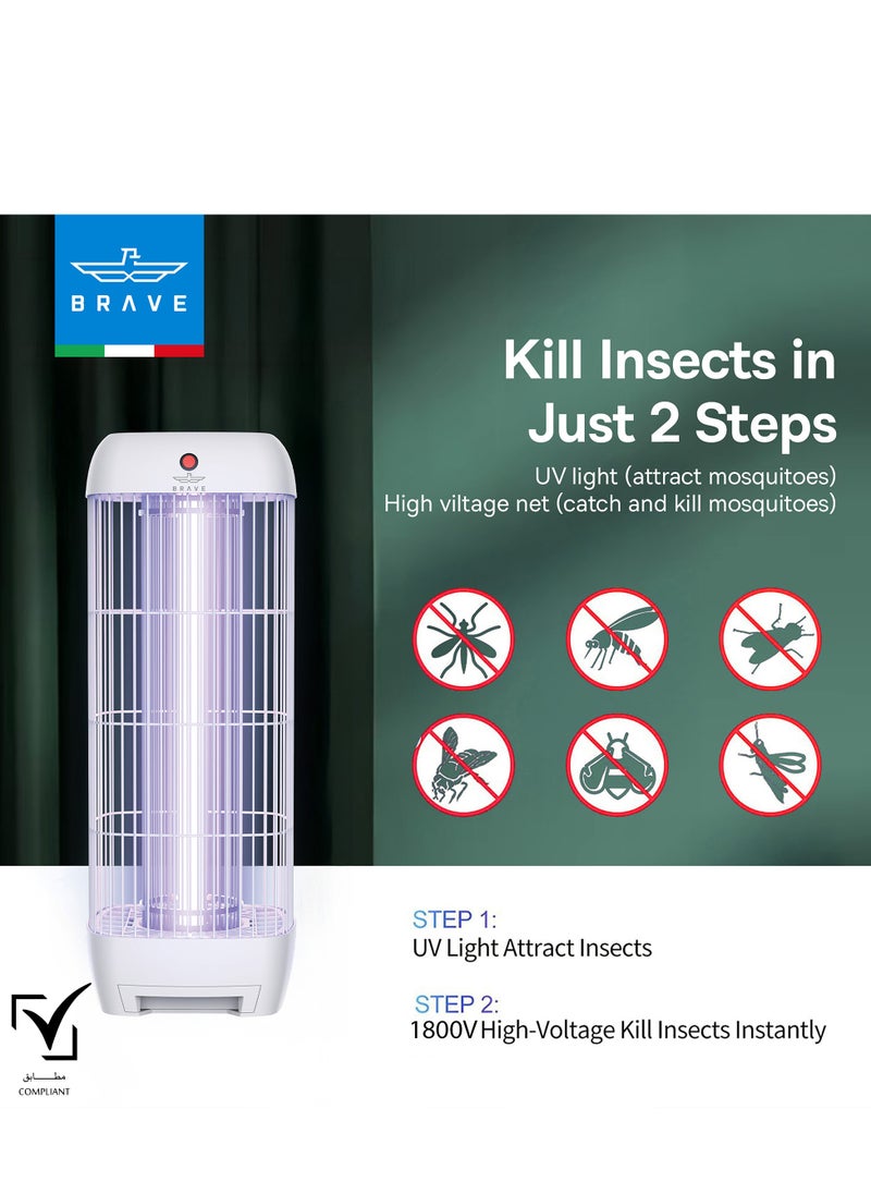 High Power Electric Mosquito Killer, 15W UV Lamp, Indoor & Outdoor Insect Trap, Effective Killer of Mosquitoes, Flies, Moths and Flying Insects for Rooms, Kitchen, Patio, Balcony, Restaurants, Schools and More - Quiet, Safe and Highly Efficient Mosquito Control Device, Perfect for Home, Office and Commercial Use with Durable and Reliable Design for All Day Protection (White)