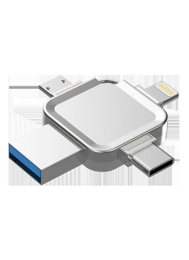 4-in-1 Cross-shaped 8GB USB Flash Drive with Micro USB and Type-C Ports, Compatible with Android Smartphones, iPhone, iPad, MacBook, and Laptops
