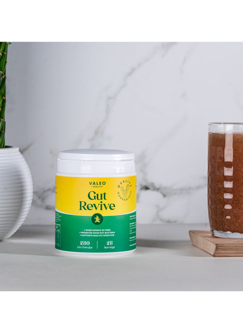 Valeo Gut Revive | Gut Cleanse for Women & Men | Prebiotics, Probiotics & Fiber for Digestive Health - 280g Powder