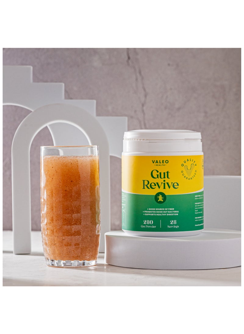 Valeo Gut Revive | Gut Cleanse for Women & Men | Prebiotics, Probiotics & Fiber for Digestive Health - 280g Powder