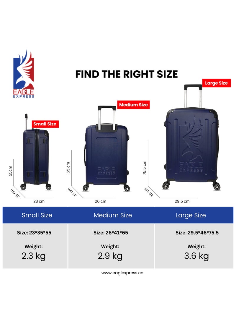 PROTECTOR ABS HARD TROLLEY 20,24,28 inch 3 Piece Set NAVY BLUE