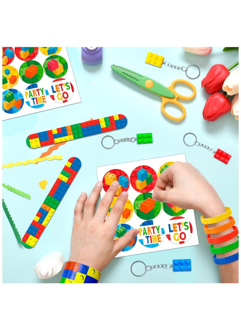 Building Block Birthday Party Favors for 12 Guests, 62 Pcs Building Blocks Party Favors Set Building Block Favor Bags etc Building Block Themed Party Favors