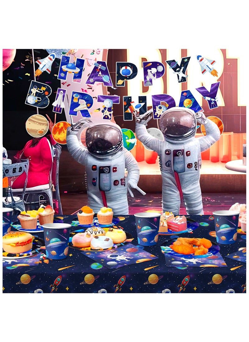 Space Theme Tableware, Outer Space Birthday Party Supplies - Space Party Plates Napkins Tablecloth Banner Garland etc Outer Space Tableware for Space Birthday Decorations & Space Party Decorations