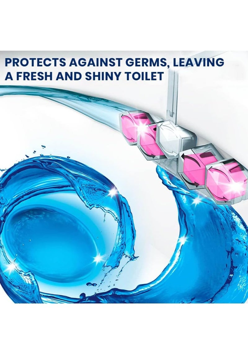 Domestos Toilet Rim Block, Pink Magnolia, Gives Long Lasting Fragrance and Removes Limescales, Provides Hygiene & Shine, 2x55gms