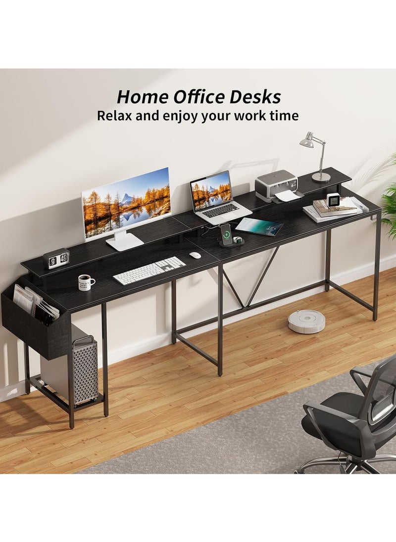53 in (~134.6 cm) L-Shaped Desk, L-Shaped Game Table with Electrical Outlet and LED Lights, Computer Desk with Monitor Stand and Storage Pocket, Home Office Corner Desk with Hooks, Easy to Assemble, Grey Oak