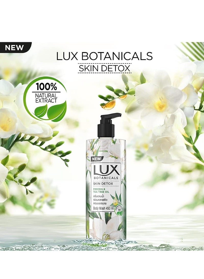 Lux Botanicals Skin Detox Body Wash (450mL) with Freesia & Tea Tree Oil Extracts For Women |100% Natural Extracts | Purifying & Gentle Shower Gel For Nourished & Revived Skin | Refreshing Fragrance | No Parabens