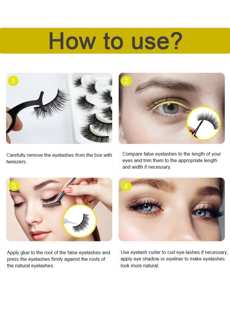Fluffy False Eyelashes，Soft Curly Fake Lashes,Reusable Natural Curl False Eyelashes Ladies Party False Eyelashes for Make up (9 pairs)