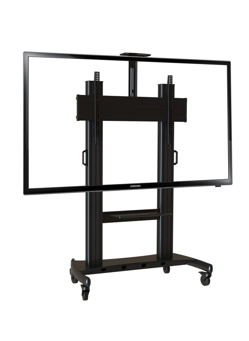 Heavy Duty Mobile TV Cart for TVs up to 150 kg, Heavy-Duty Steel Construction, Adjustable Height for Optimal Viewing, Additional AV Support Shelf up to 20 kg, Heavy-Duty Locking Casters for Stability | TF-T1800B