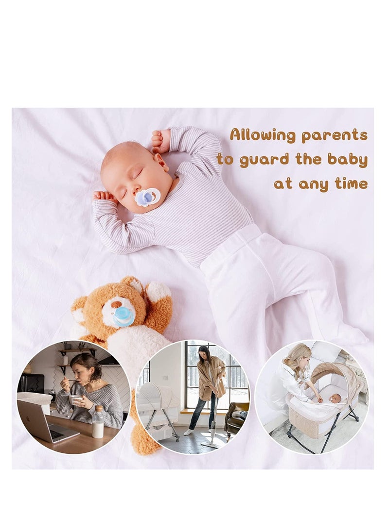 Portable Movable Crib, Foldable, Baby Bassinet with Mosquito Shade Net, Storage Basket and Memory Foam Mattress (Khaki)
