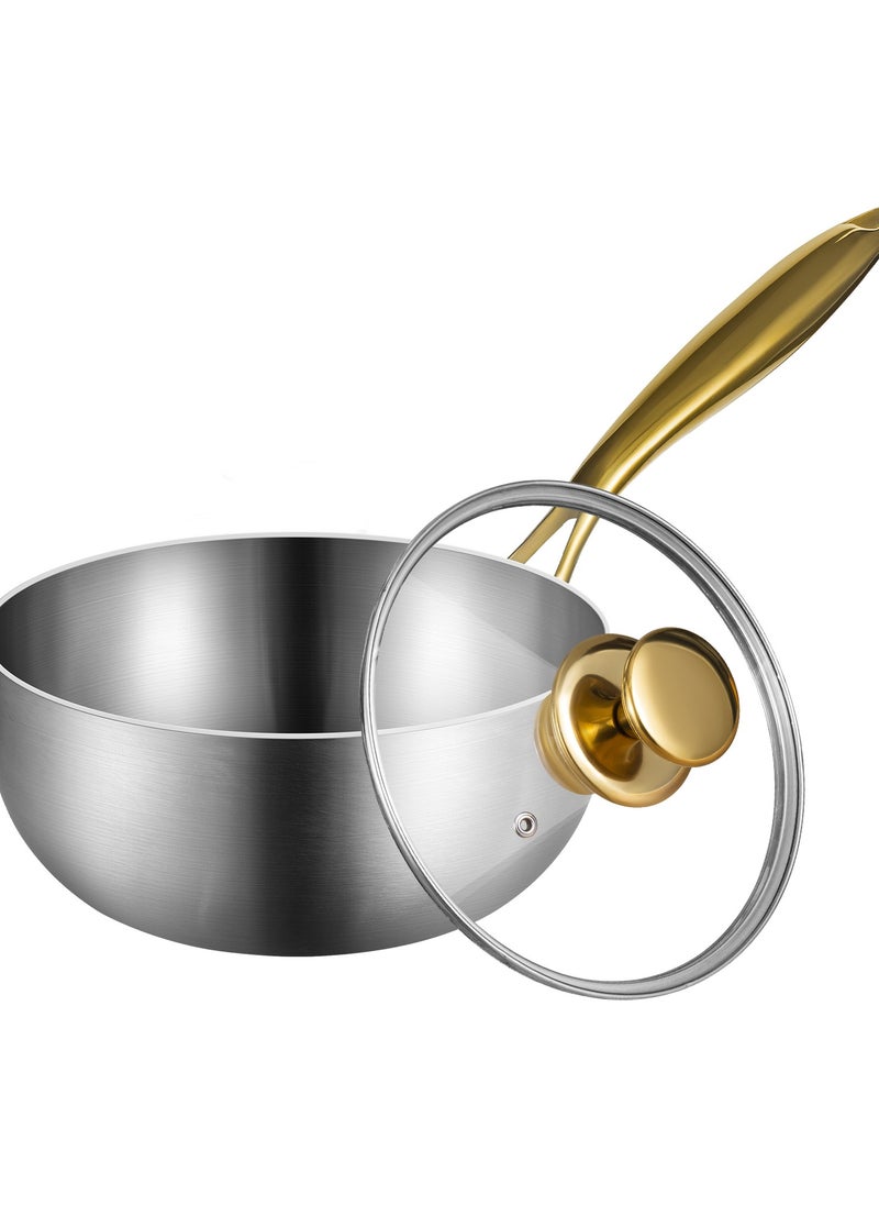 Saucepan with Lid, Thick Bottom Sauce Pan Stainless Steel Saucepan with Cover, Nonstick Sauce Pot, Induction Compatible