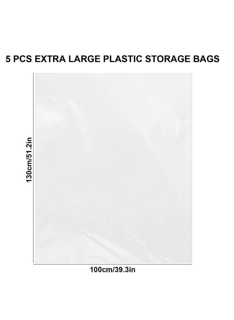 5 PCS Extra Large Clear Plastic Bags, Dustproof Plastic Bags Packaging Bags Heavy Duty Plastic Bags for Luggage, Blanket, Clothes, Suitcase, Furniture, Chair, Toys (30 * 51 inch / 100 * 130cm)