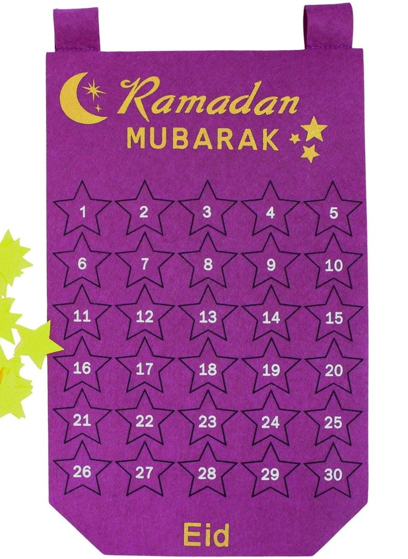 Home Decor Ramadan Advent Calendar, Acrylic Eid Mubarak DIY Countdown Calendars for Decoration, 30 Days Til Eid, Ramadan Gift for Kids Party Home Ramadan Ornament (Purple)