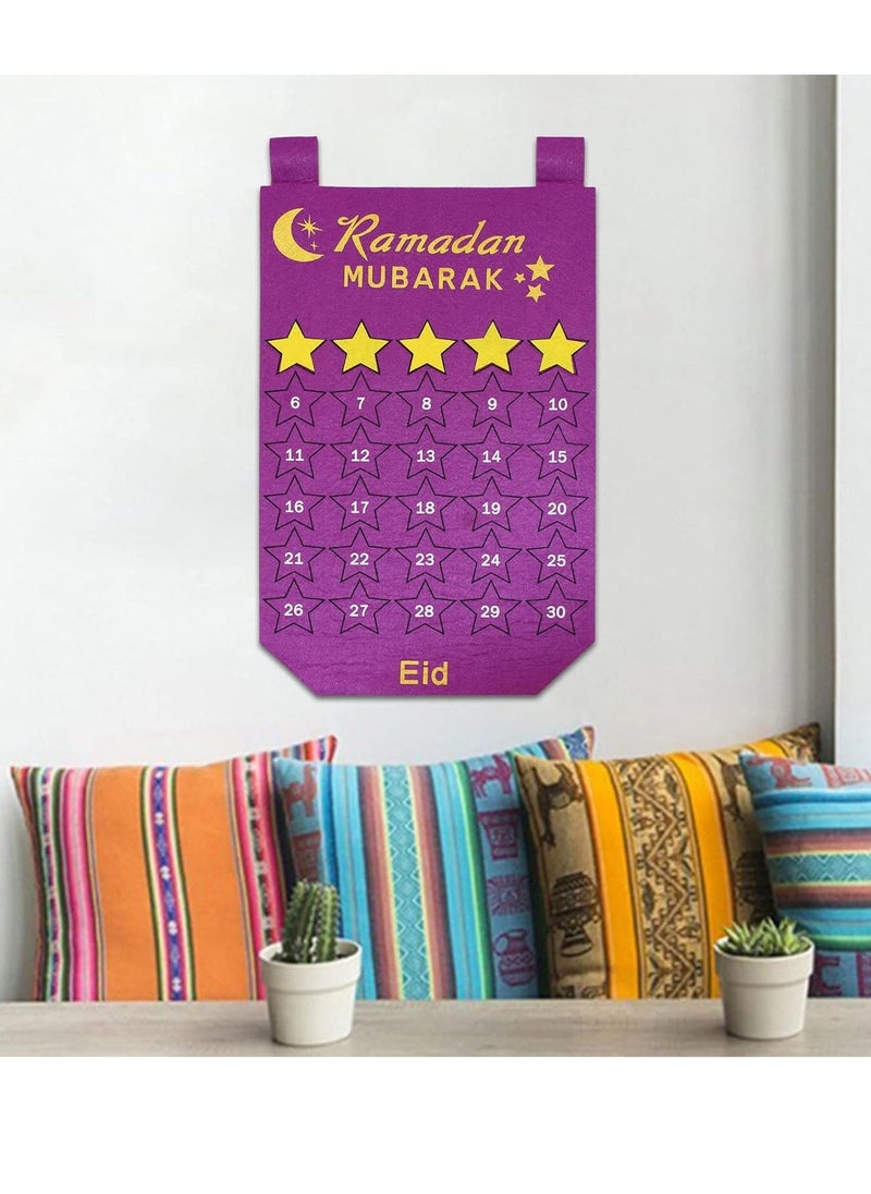 Home Decor Ramadan Advent Calendar, Acrylic Eid Mubarak DIY Countdown Calendars for Decoration, 30 Days Til Eid, Ramadan Gift for Kids Party Home Ramadan Ornament (Purple)