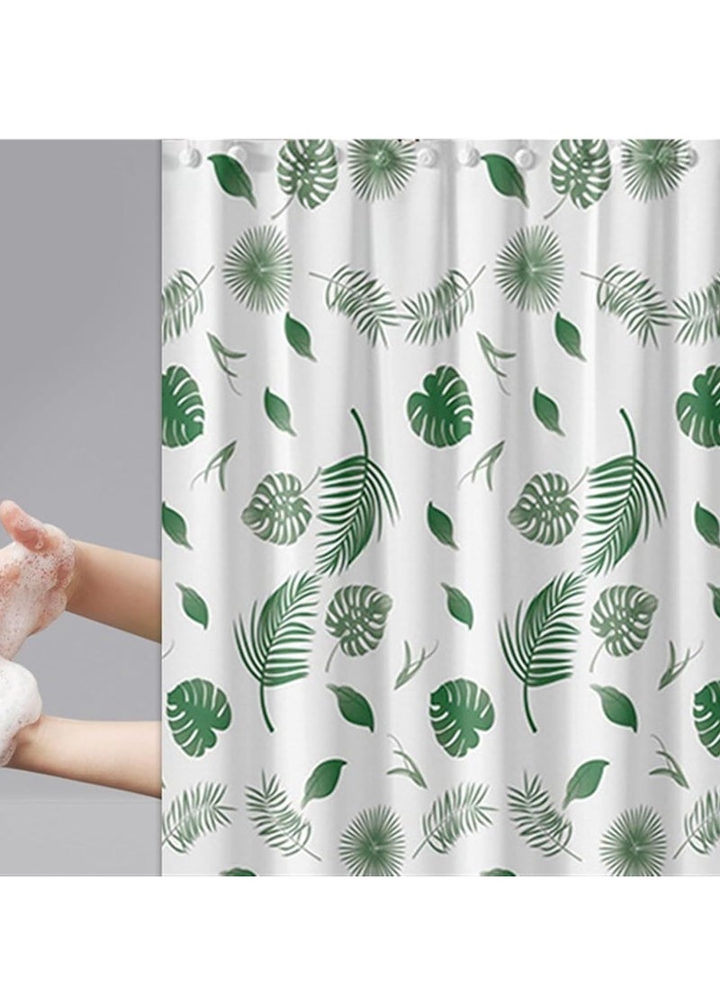 Shower Curtain Set, White Large Plaid Heavy Duty Shower Curtains, Waterproof Fabric with 12 Plastic Hooks,Compatible with Shower Curtain Liner(180 x 180 cm) (Style 2)