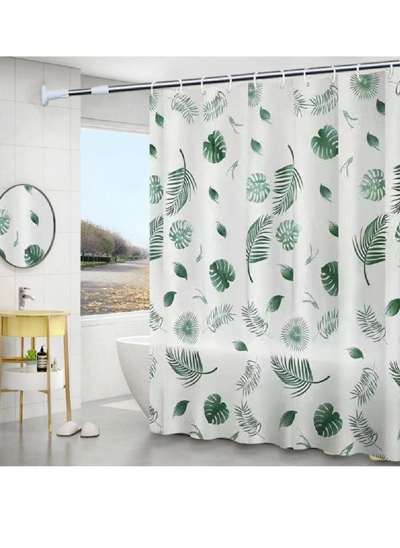 Shower Curtain Set, White Large Plaid Heavy Duty Shower Curtains, Waterproof Fabric with 12 Plastic Hooks,Compatible with Shower Curtain Liner(180 x 180 cm) (Style 2)