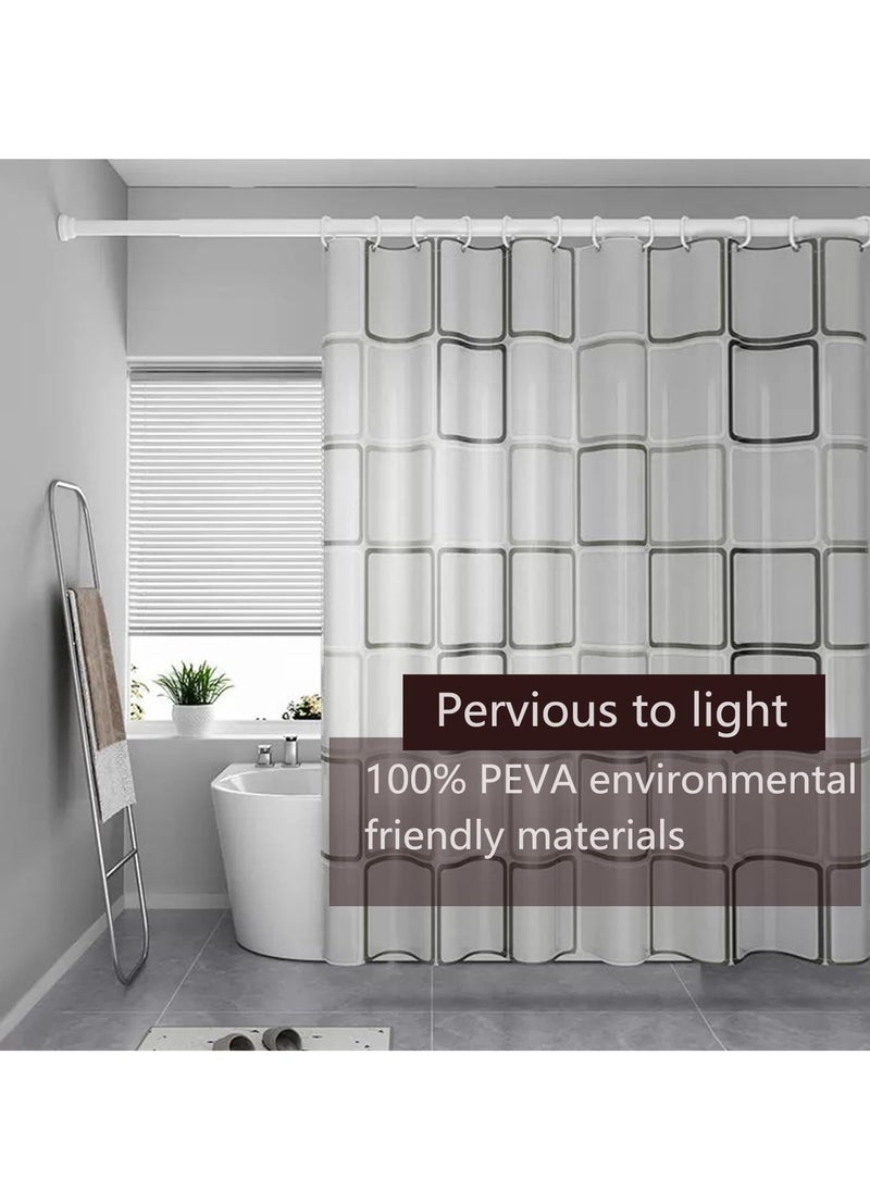 Lattice Pattern Plastic Shower Curtain for Bathroom, Waterproof and Durable with 12 Hooks, Ideal for Modern Home Decor, (180 x 180 cm) (Style 1)