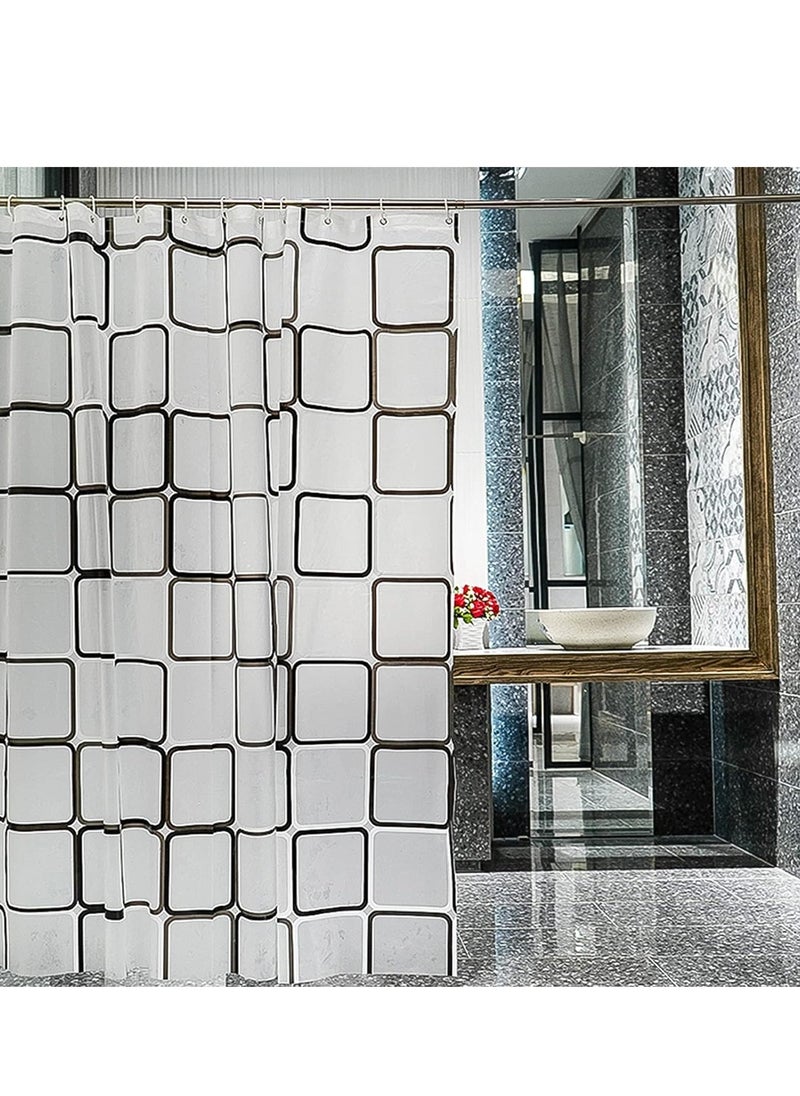 Lattice Pattern Plastic Shower Curtain for Bathroom, Waterproof and Durable with 12 Hooks, Ideal for Modern Home Decor, (180 x 180 cm) (Style 1)