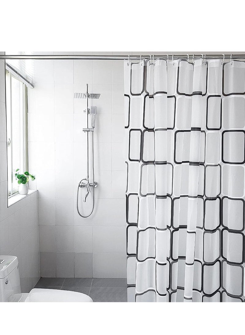 Lattice Pattern Plastic Shower Curtain for Bathroom, Waterproof and Durable with 12 Hooks, Ideal for Modern Home Decor, (180 x 180 cm) (Style 1)