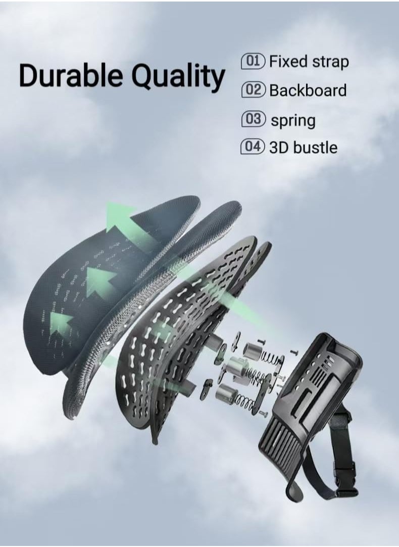 Adjustable Lumbar Support Pillow Improve Lower Back PainRelief and Sitting Posture Adjustable Slider Ergonomic Memory Foam Back Cushion for Long Sitting for Office Chair Car Plane
