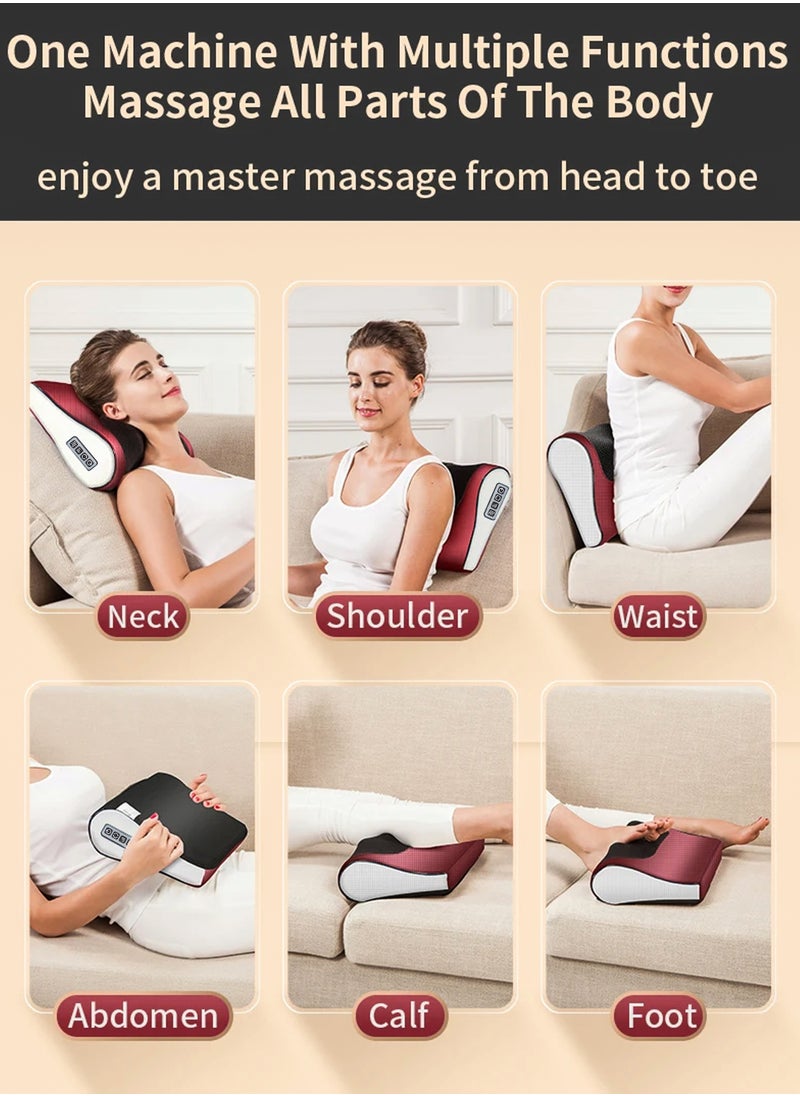Electric Shiatsu Cervical Pillow Massager Neck And Shoulder Massage Cushion Machine Back Muscle Stimulator With 8 Heads Deep Tissue Warm Heating Muscle Pain Relief Relaxation Kneading Therapy For Full Body, Hand, Spine, Arm, Calf, Thigh, Hips, Leg, Foot