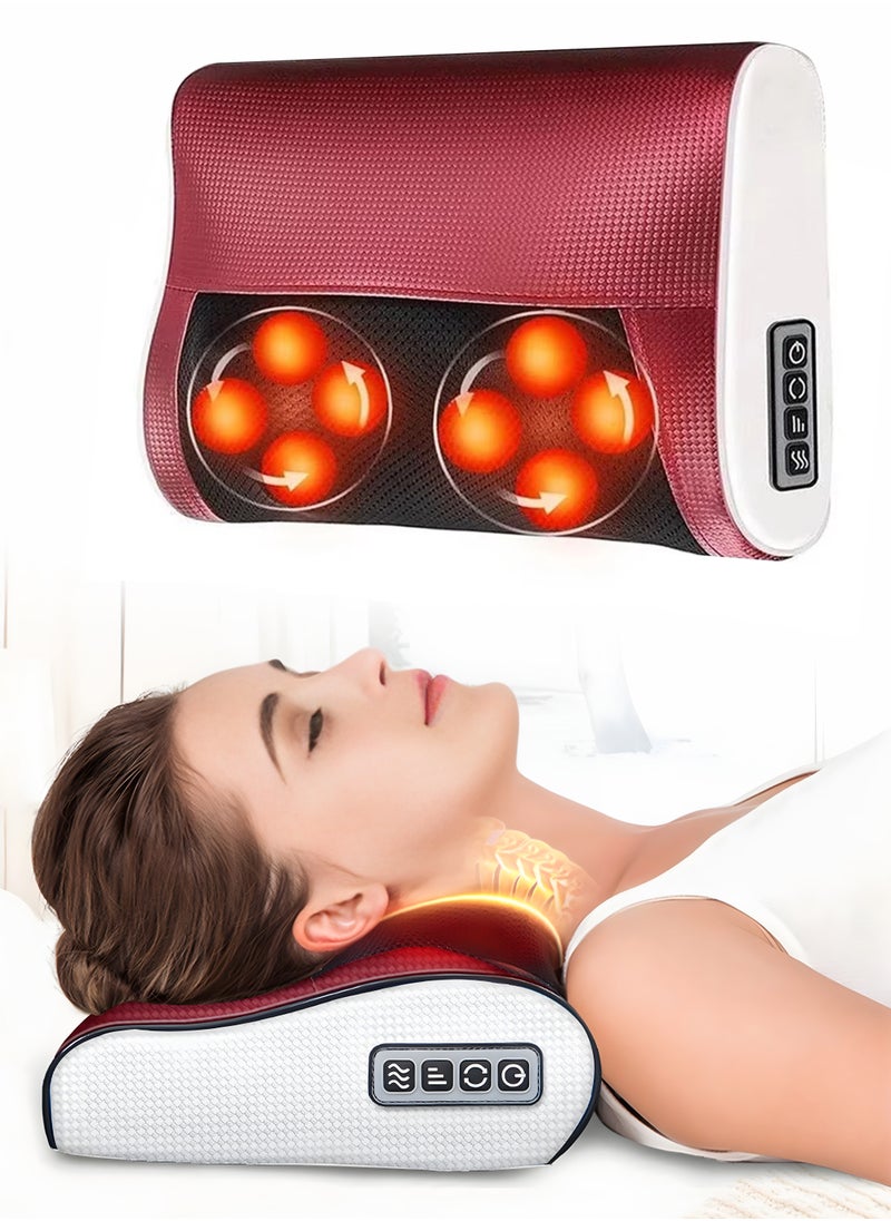 Electric Shiatsu Cervical Pillow Massager Neck And Shoulder Massage Cushion Machine Back Muscle Stimulator With 8 Heads Deep Tissue Warm Heating Muscle Pain Relief Relaxation Kneading Therapy For Full Body, Hand, Spine, Arm, Calf, Thigh, Hips, Leg, Foot