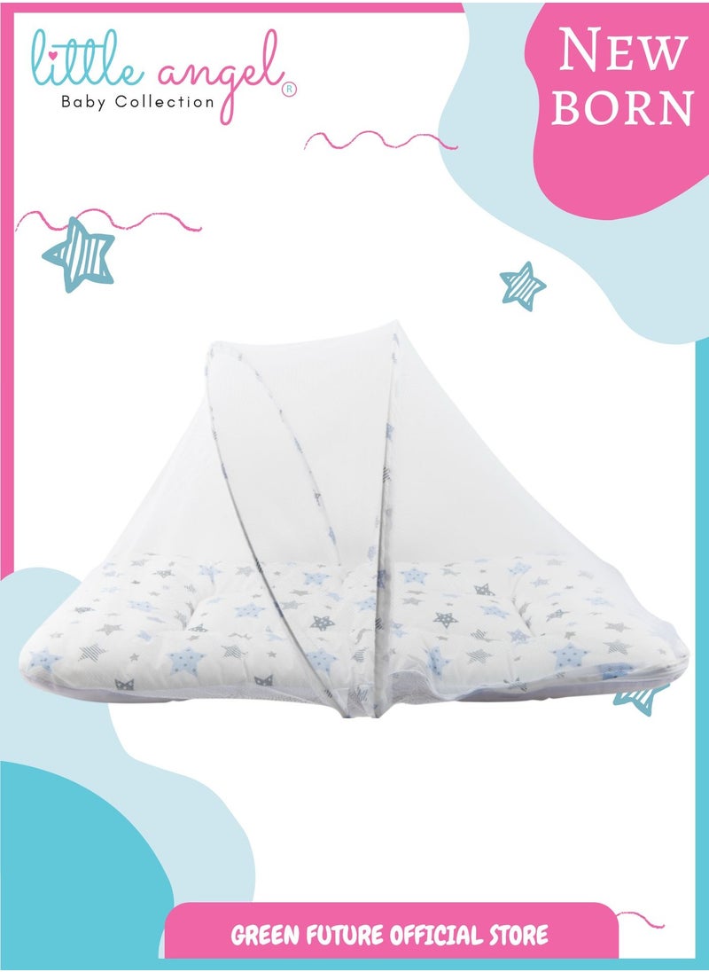 Infant Sleeping Bed with Mosquito Net & Pillow Set – Portable Newborn Baby Bed with Bolster Pillows for Safe & Comfortable Sleep