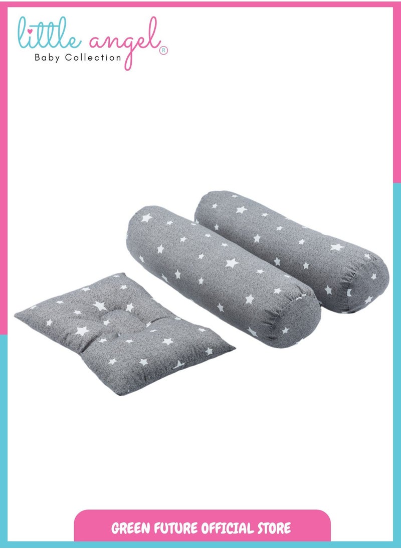 Infant Sleeping Bed with Mosquito Net & Pillow Set – Portable Newborn Baby Bed with Bolster Pillows for Safe & Comfortable Sleep