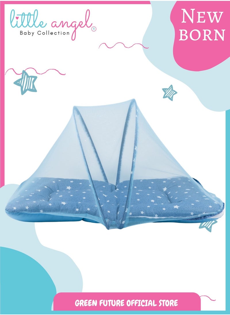 Infant Sleeping Bed with Mosquito Net & Pillow Set – Portable Newborn Baby Bed with Bolster Pillows for Safe & Comfortable Sleep