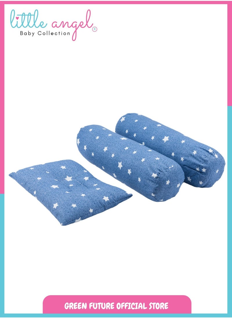 Infant Sleeping Bed with Mosquito Net & Pillow Set – Portable Newborn Baby Bed with Bolster Pillows for Safe & Comfortable Sleep