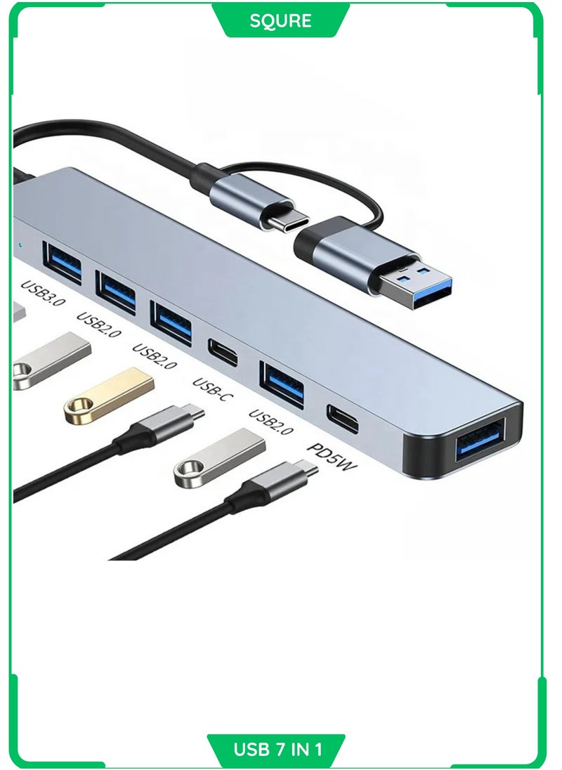 Multiport USB Hub C 7 In 1 OTG Adapter Type-C Type C and USB 3.0 To USB 3.0 USB 2.0 Splitter Multiport Adapter 7 In 1 For Mac and Android devices