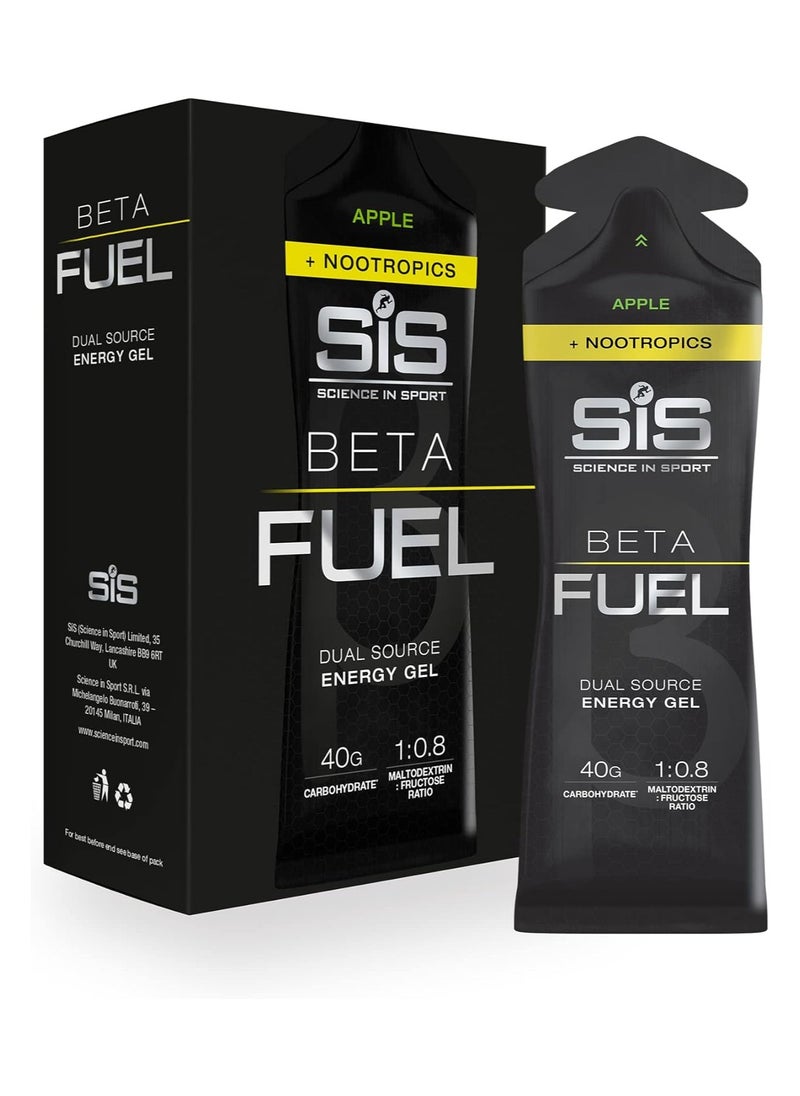 Apple Plus Nootropics - Beta Fuel Dual Source Energy Gel, 1:0.8 Maltodextrin : Fructore Ratio,60 ml pack of 6