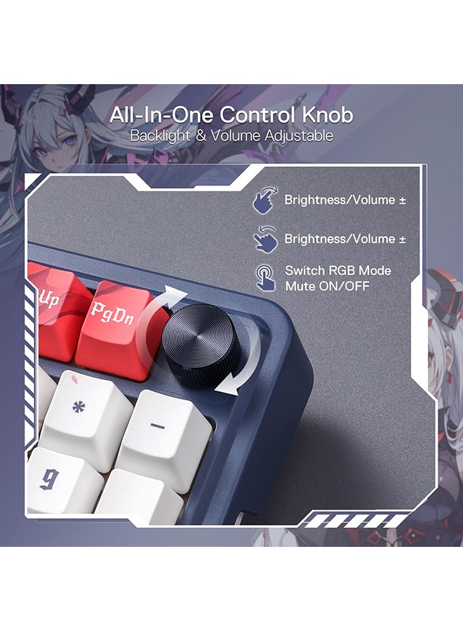 K686 PRO SE 98 Keys Gasket RGB Gaming Keyboard, 3-Mode Anime Mechanical Keyboard with Hot-Swap Socket, Special Rotary Knob Control And Noise Dampening Pads, Custom Hi-Fi Linear Switch