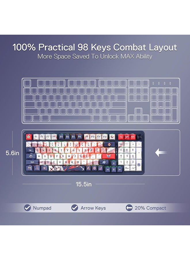 K686 PRO SE 98 Keys Gasket RGB Gaming Keyboard, 3-Mode Anime Mechanical Keyboard with Hot-Swap Socket, Special Rotary Knob Control And Noise Dampening Pads, Custom Hi-Fi Linear Switch