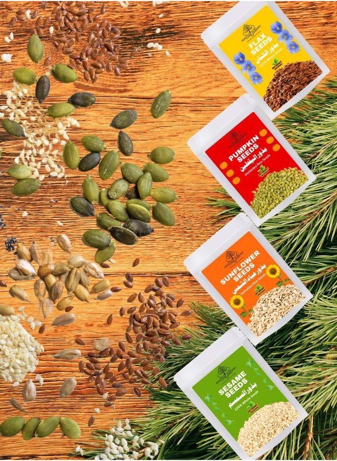 Pack of 4 Superfood Seeds Cycling – Flax, Sunflower, Pumpkin & Sesame Seeds for Heart Health, Energy Boost, Skin Glow, Omega-3, Protein, Antioxidants, Weight Management, Energy Boost, Hormonal Balance & PCOS, PCOD Support