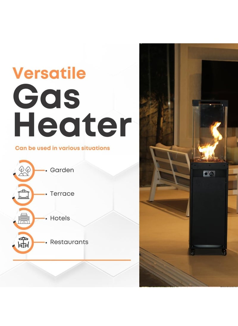 Freestanding Portable LPG & Propane Gas Heater with Wheels Outdoor Heating Solution for Cool Evenings Garden, Terrace